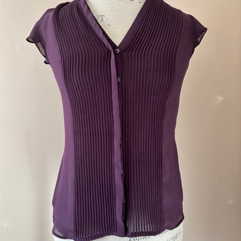 H&M Deep Purple Pleated Blouse